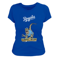 Kansas City Royals Tiny Turnip Women's Velociraptor T-Shirt - Royal T-shirts