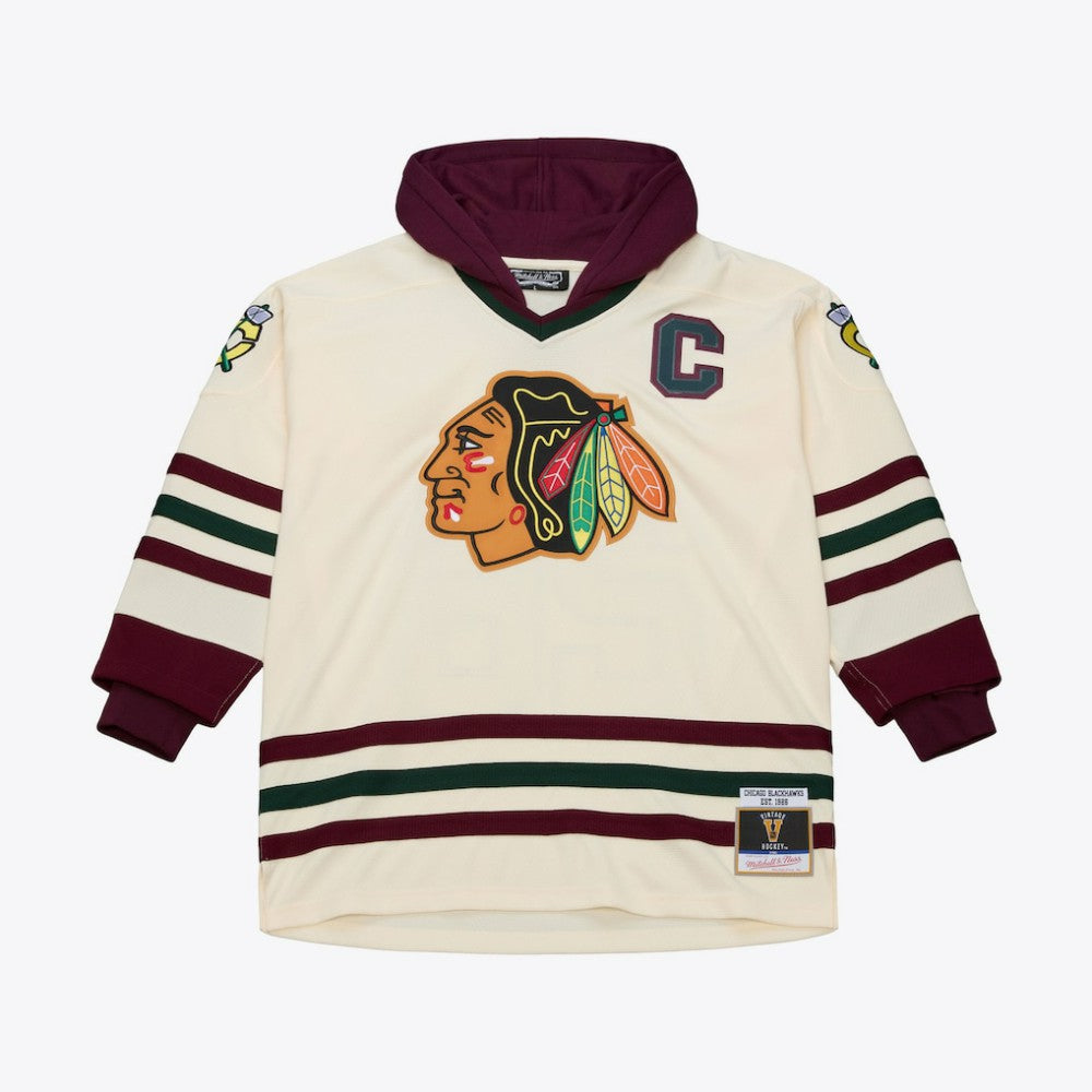 NHL Chicago Blackhawks Mitchell & Ness x Just Don Jersey Hoodie - Cream