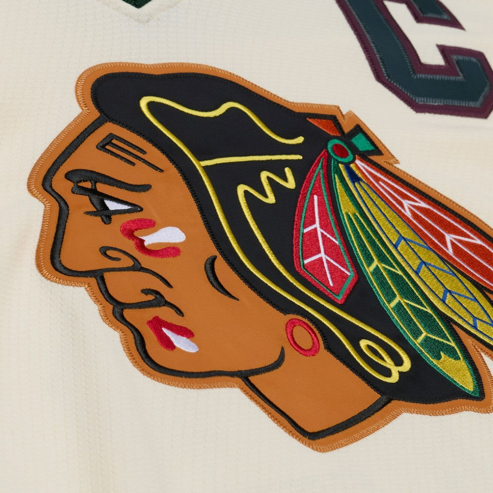 NHL Chicago Blackhawks Mitchell & Ness x Just Don Jersey Hoodie - Cream
