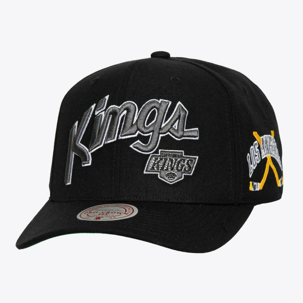NHL Los Angeles Kings Mitchell & Ness x Just Don Wave Script Pro Strapback Hat - Black