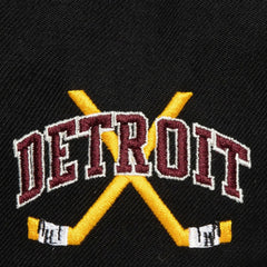 NHL Detroit Red Wings Mitchell & Ness x Just Don Wave Script Pro Strapback Hat - Black/Maroon