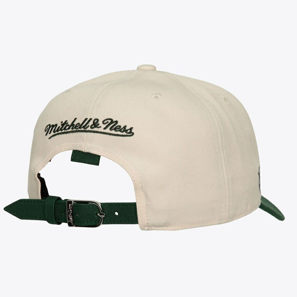 NHL Toronto Maple Leafs Mitchell & Ness x Just Don Wave Script Pro Strapback Hat - Cream/Green
