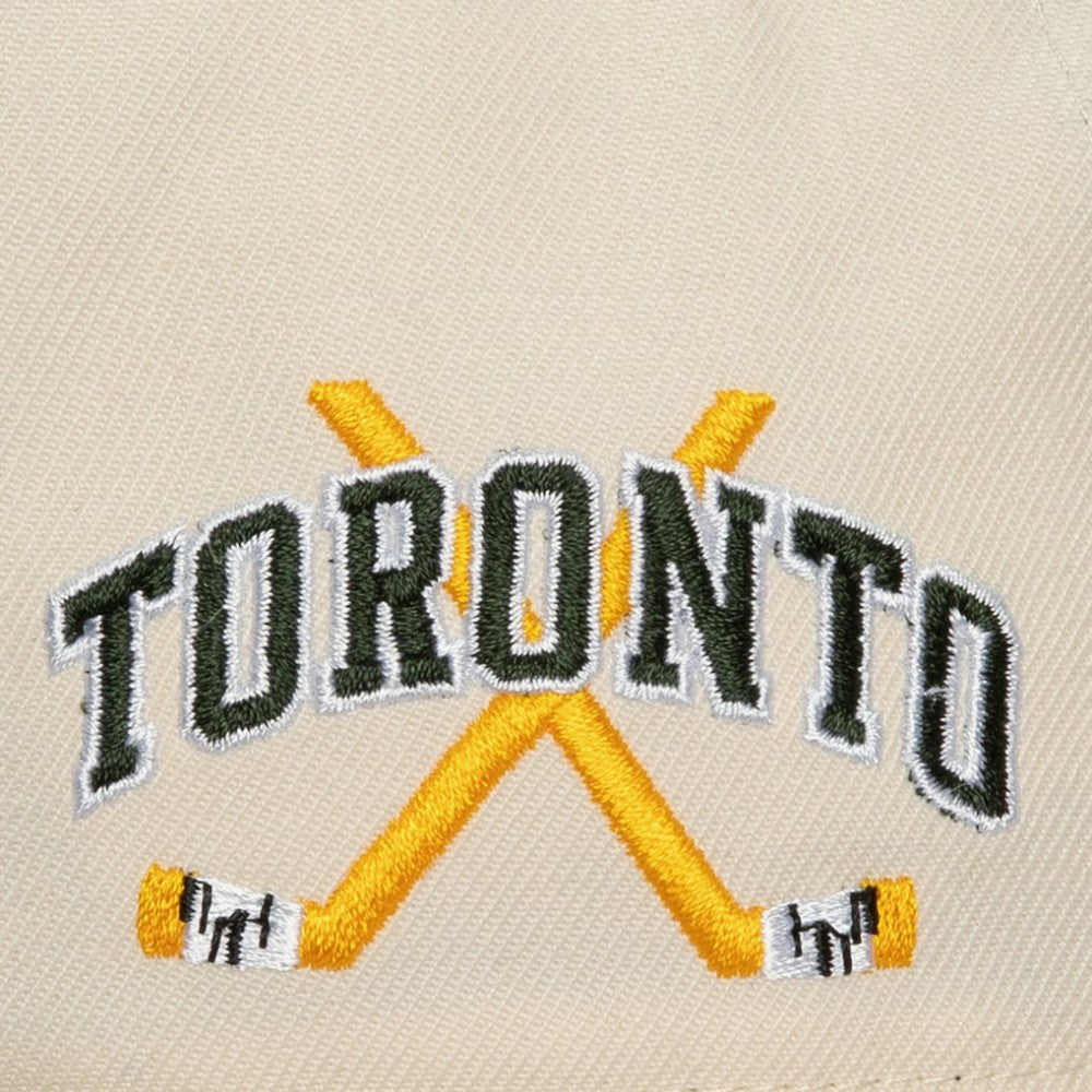 NHL Toronto Maple Leafs Mitchell & Ness x Just Don Wave Script Pro Strapback Hat - Cream/Green