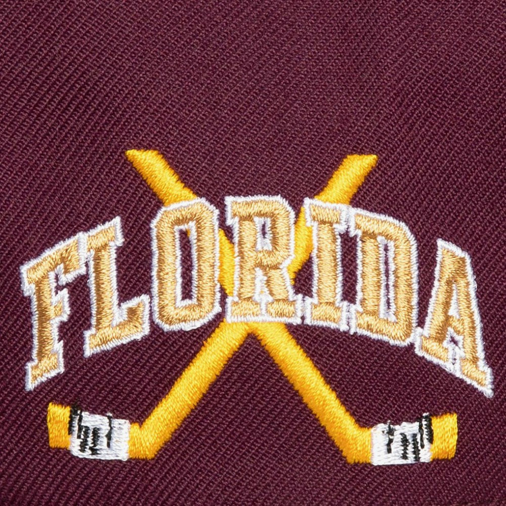 NHL Florida Panthers Mitchell & Ness x Just Don Wave Script Pro Strapback Hat - Maroon