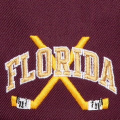 NHL Florida Panthers Mitchell & Ness x Just Don Wave Script Pro Strapback Hat - Maroon