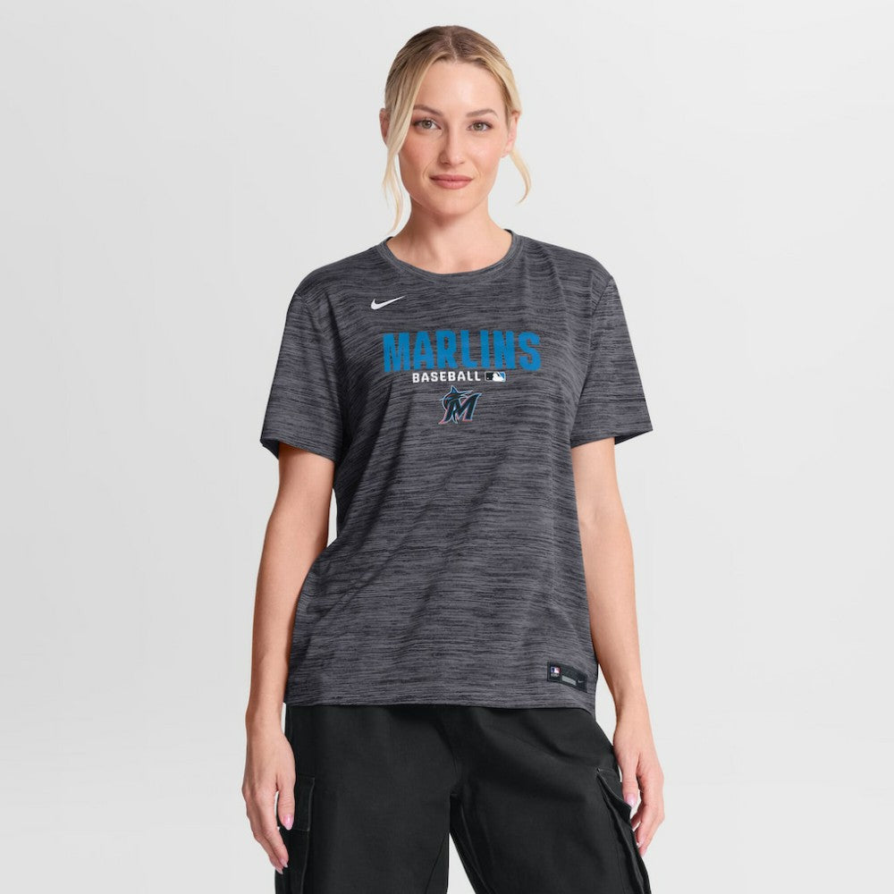 Miami Marlins Nike Women's Authentic Collection Velocity Dri-FIT T-Shirt - Black T-shirts