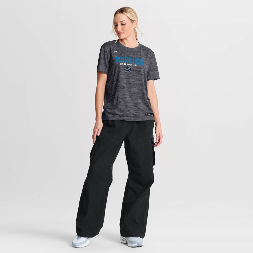 Miami Marlins Nike Women's Authentic Collection Velocity Dri-FIT T-Shirt - Black T-shirts