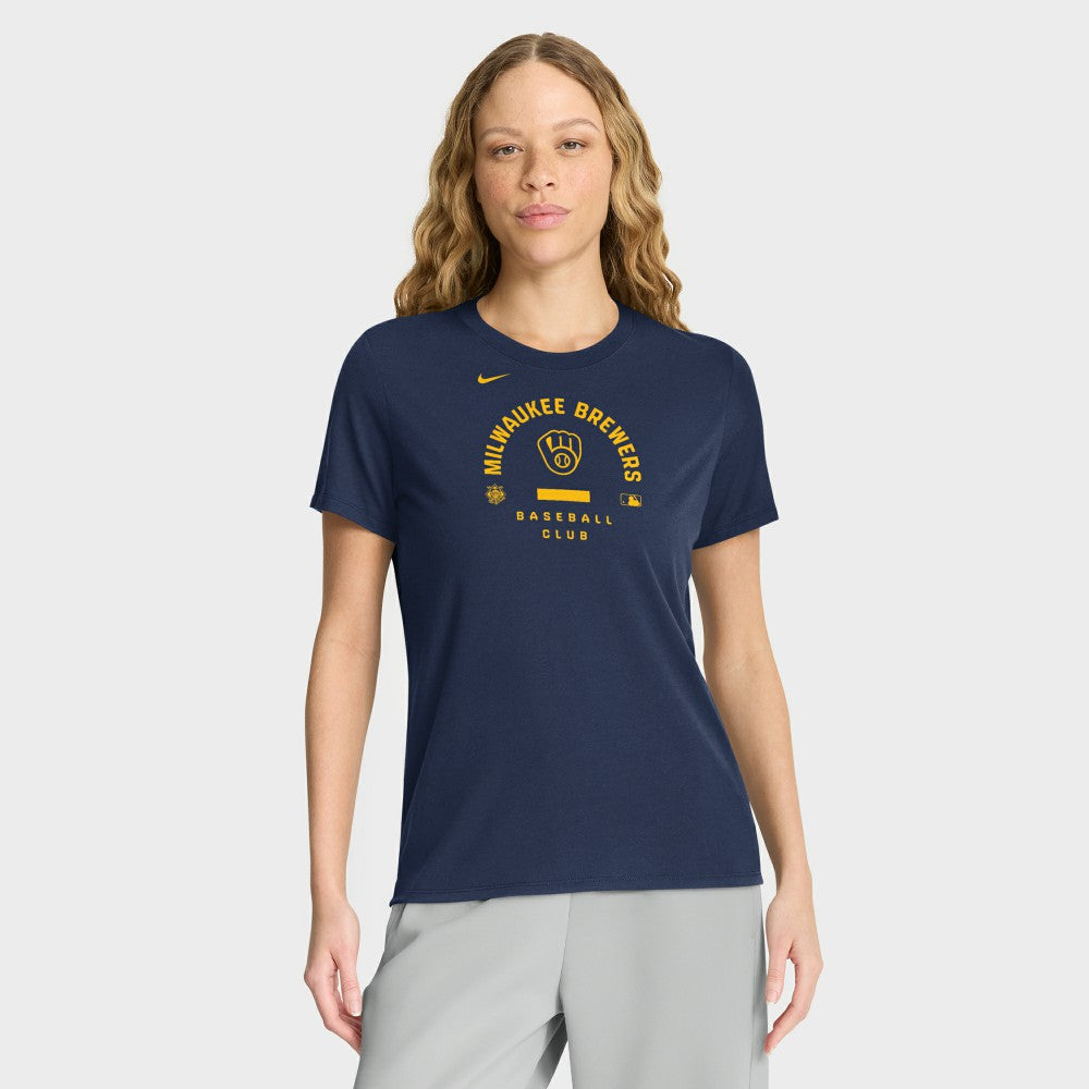Milwaukee Brewers Nike Women's Authentic Collection Early Work Tri-Blend Dri-FIT T-Shirt - Navy T-shirts