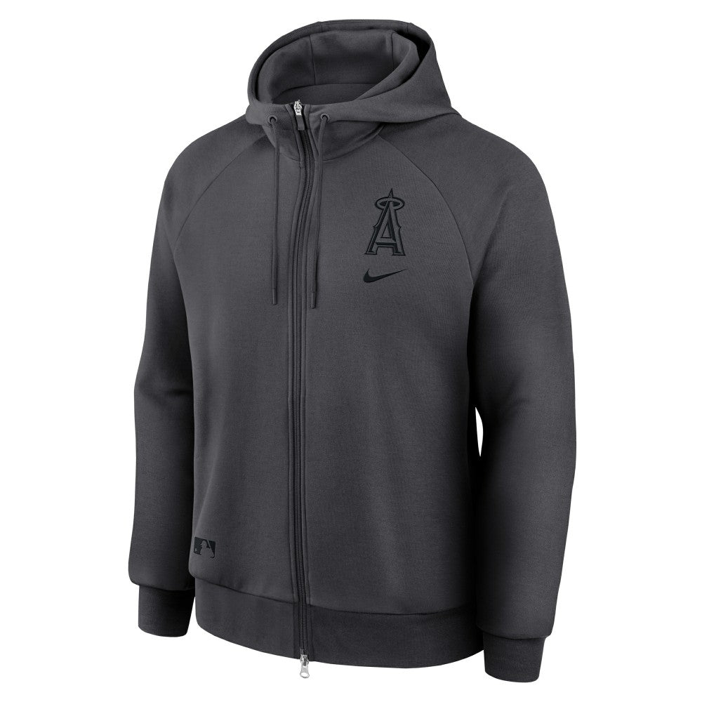 Los Angeles Angels Nike Authentic Collection Player Raglan Dri-FIT Full-Zip Hoodie - Anthracite Hoodies