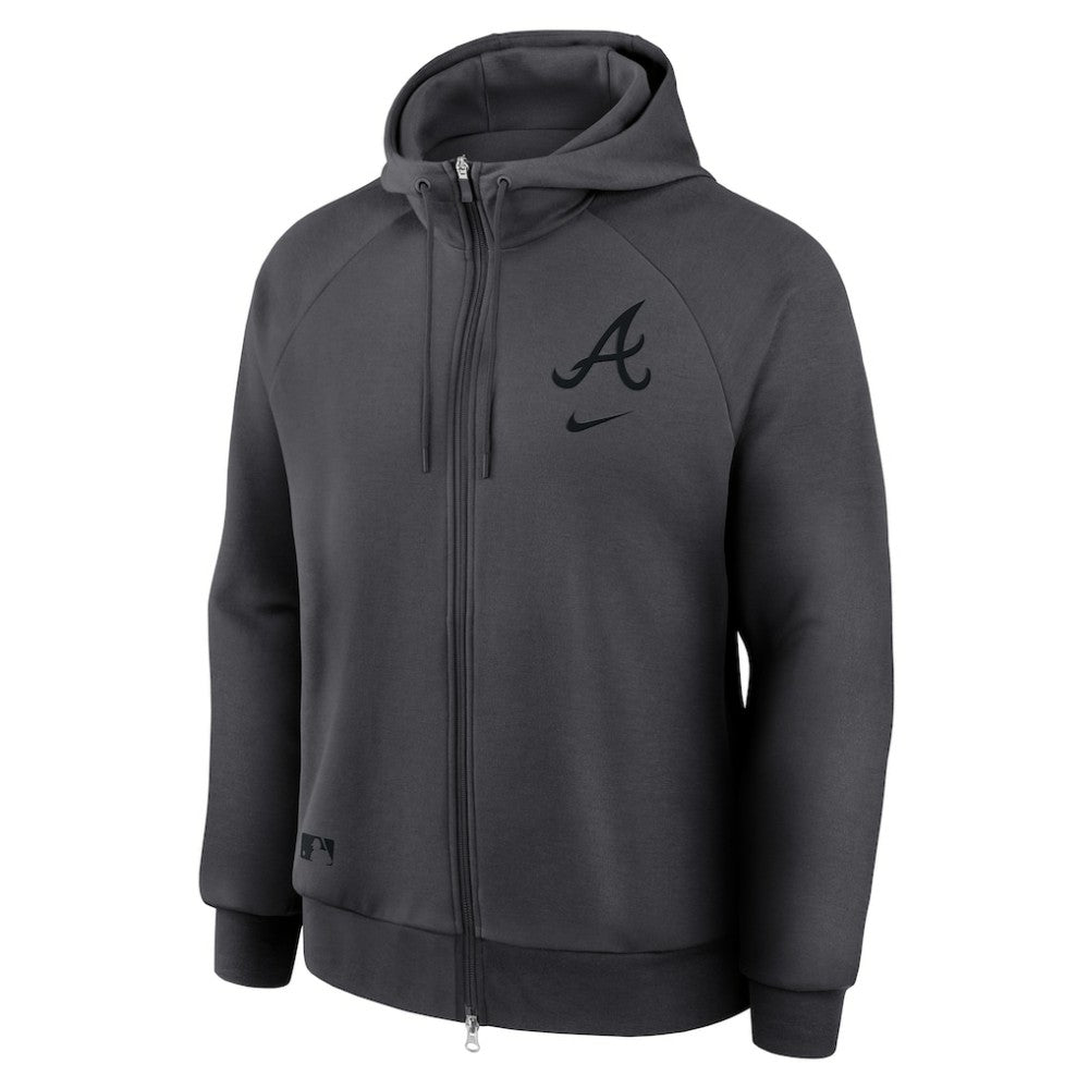 Atlanta Braves Nike Authentic Collection Player Raglan Dri-FIT Full-Zip Hoodie - Anthracite Hoodies