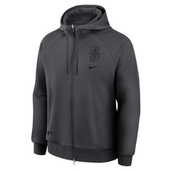 Seattle Mariners Nike Authentic Collection Player Raglan Dri-FIT Full-Zip Hoodie - Anthracite Hoodies