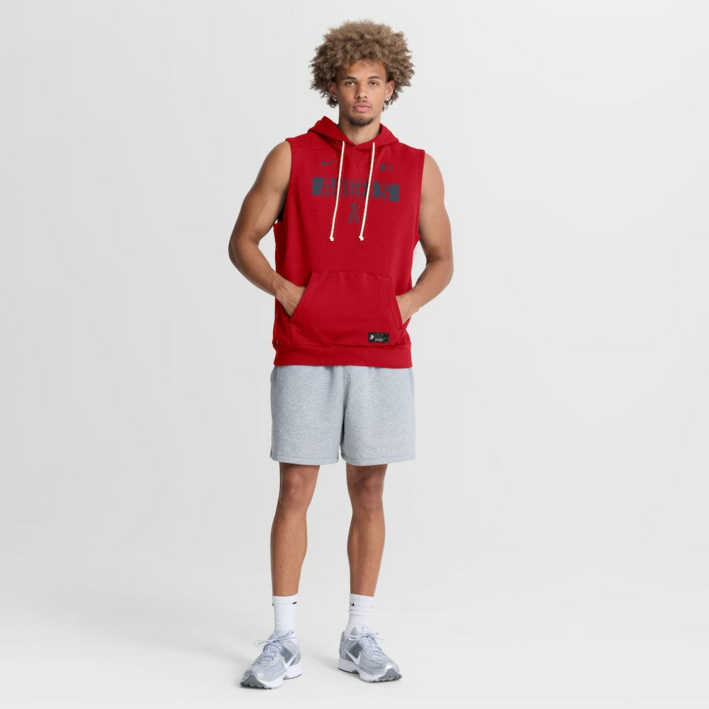 Los Angeles Angels Nike Authentic Collection Standard Issue Dri-FIT Sleeveless Hoodie - Red Hoodies