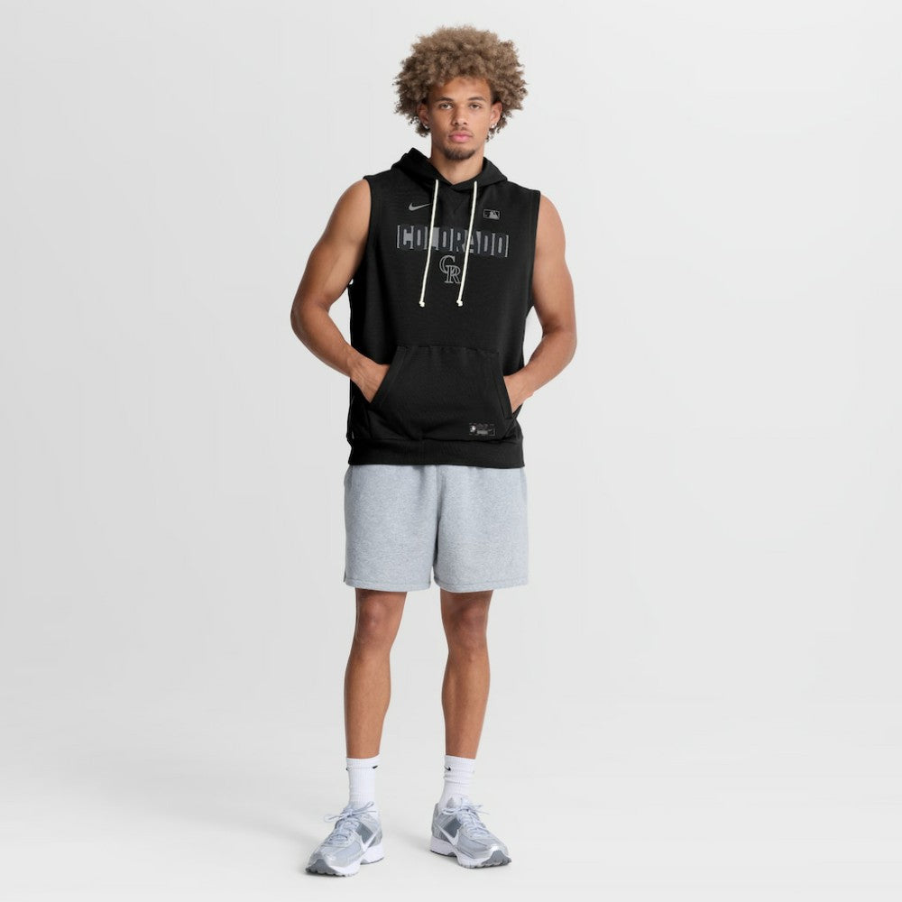Colorado Rockies Nike Authentic Collection Standard Issue Dri-FIT Sleeveless Hoodie - Black Hoodies