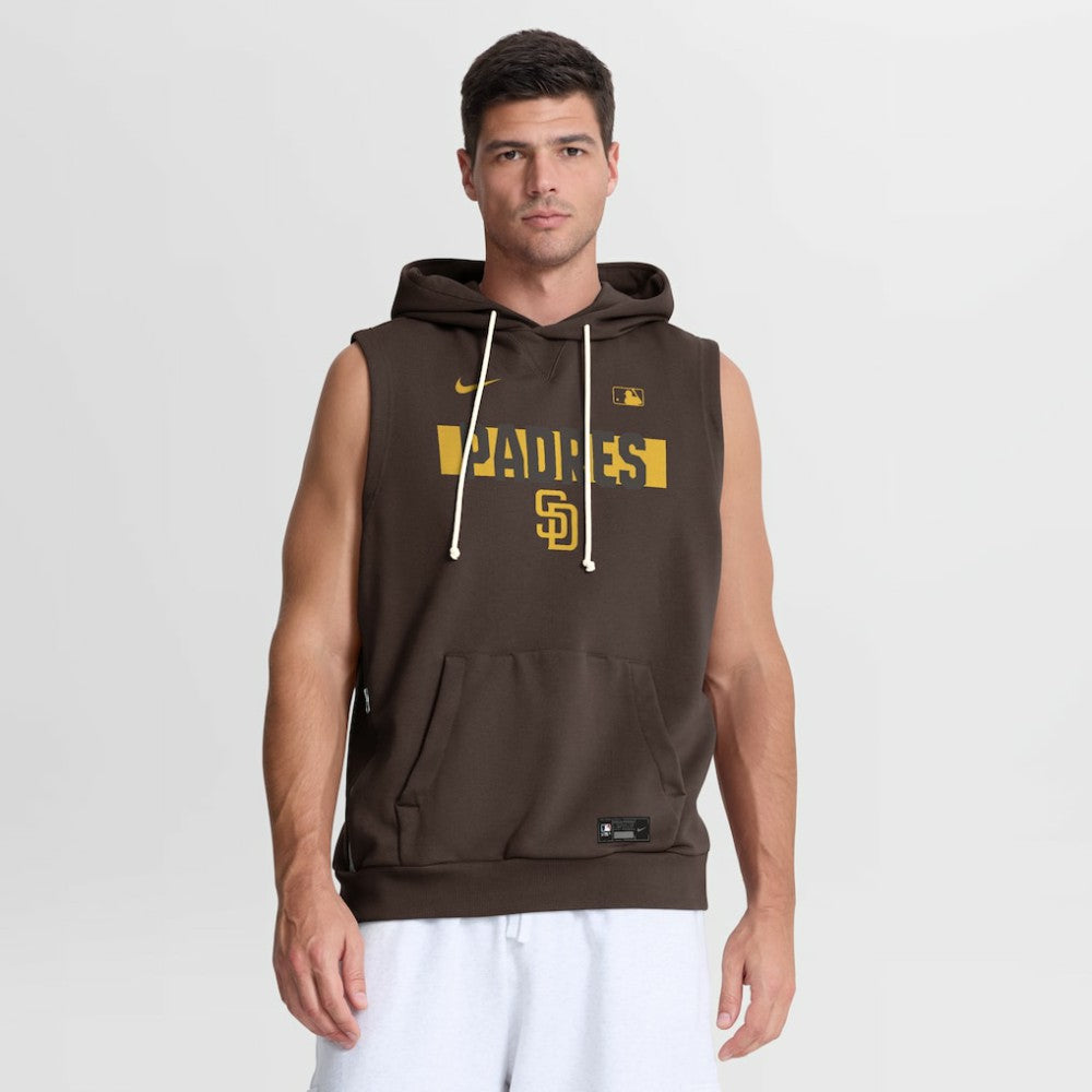 San Diego Padres Nike Authentic Collection Standard Issue Dri-FIT Sleeveless Hoodie - Brown Hoodies