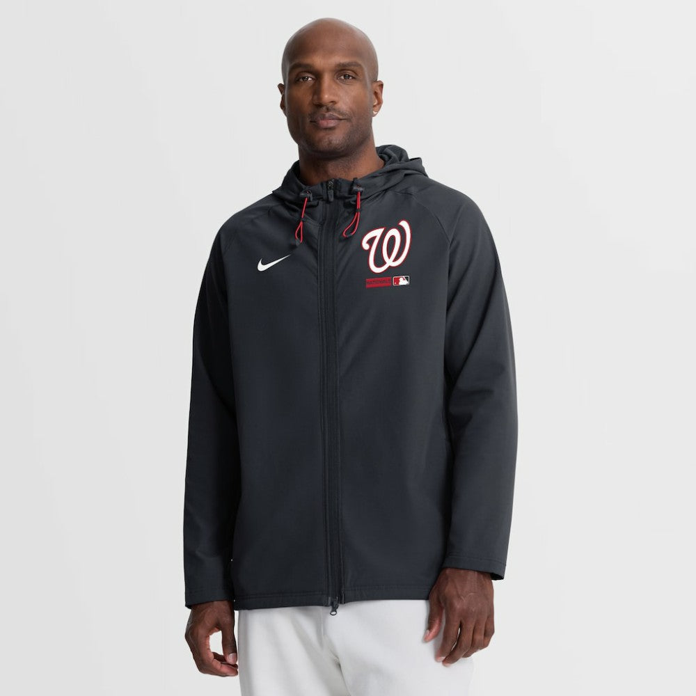 Washington Nationals Nike Authentic Collection Raglan Therma-FIT Full-Zip Hooded Jacket - Navy Jackets