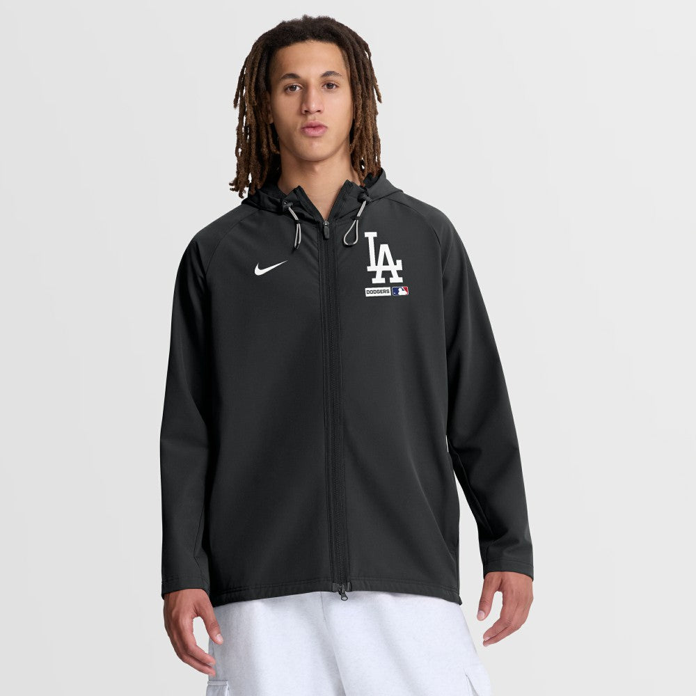 Los Angeles Dodgers Nike Authentic Collection Raglan Therma-FIT Full-Zip Hooded Jacket - Black Jackets