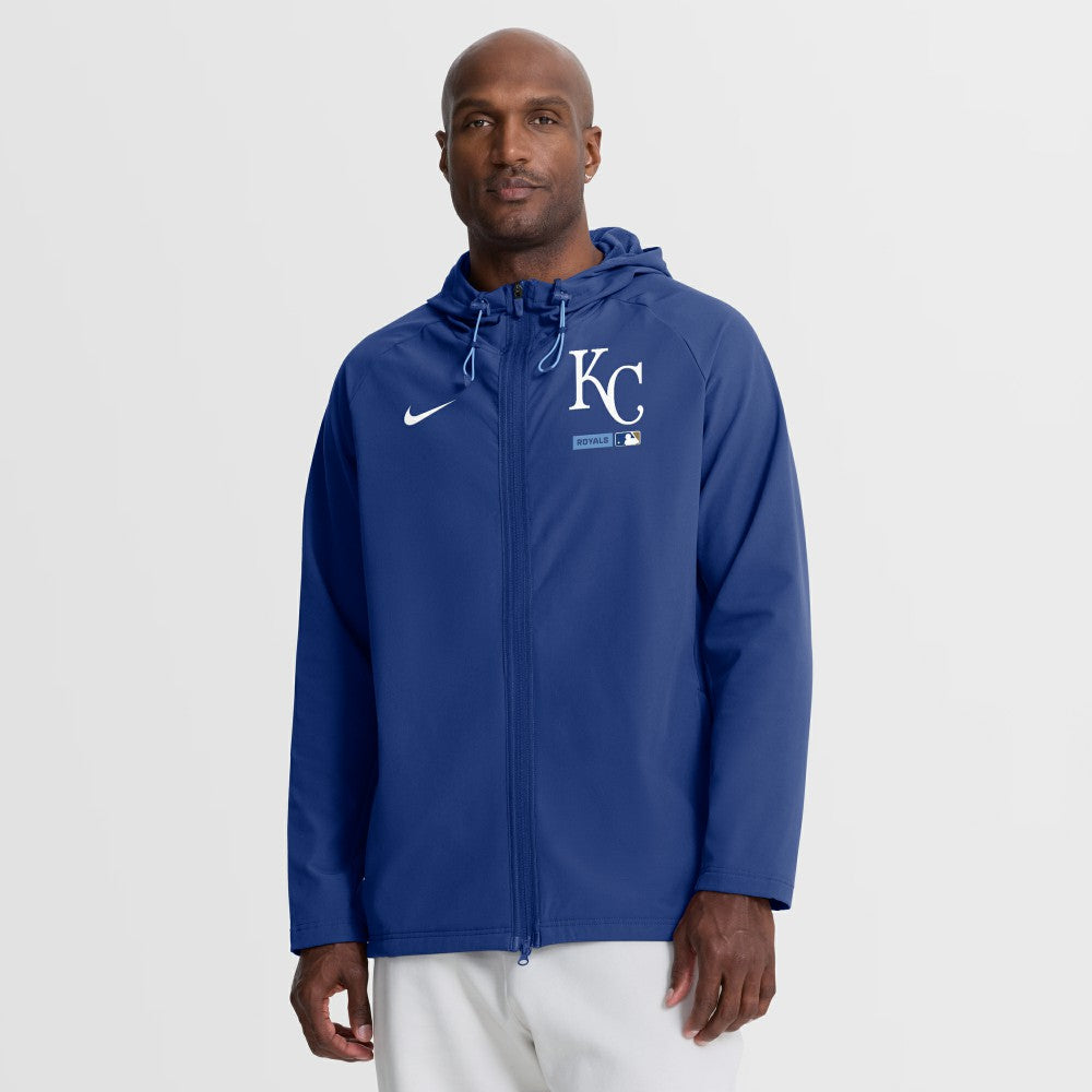 Kansas City Royals Nike Authentic Collection Raglan Therma-FIT Full-Zip Hooded Jacket - Royal Jackets