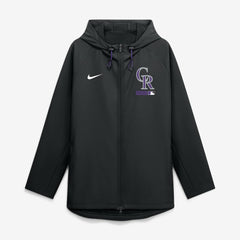 Colorado Rockies Nike Authentic Collection Raglan Therma-FIT Full-Zip Hooded Jacket - Black Jackets