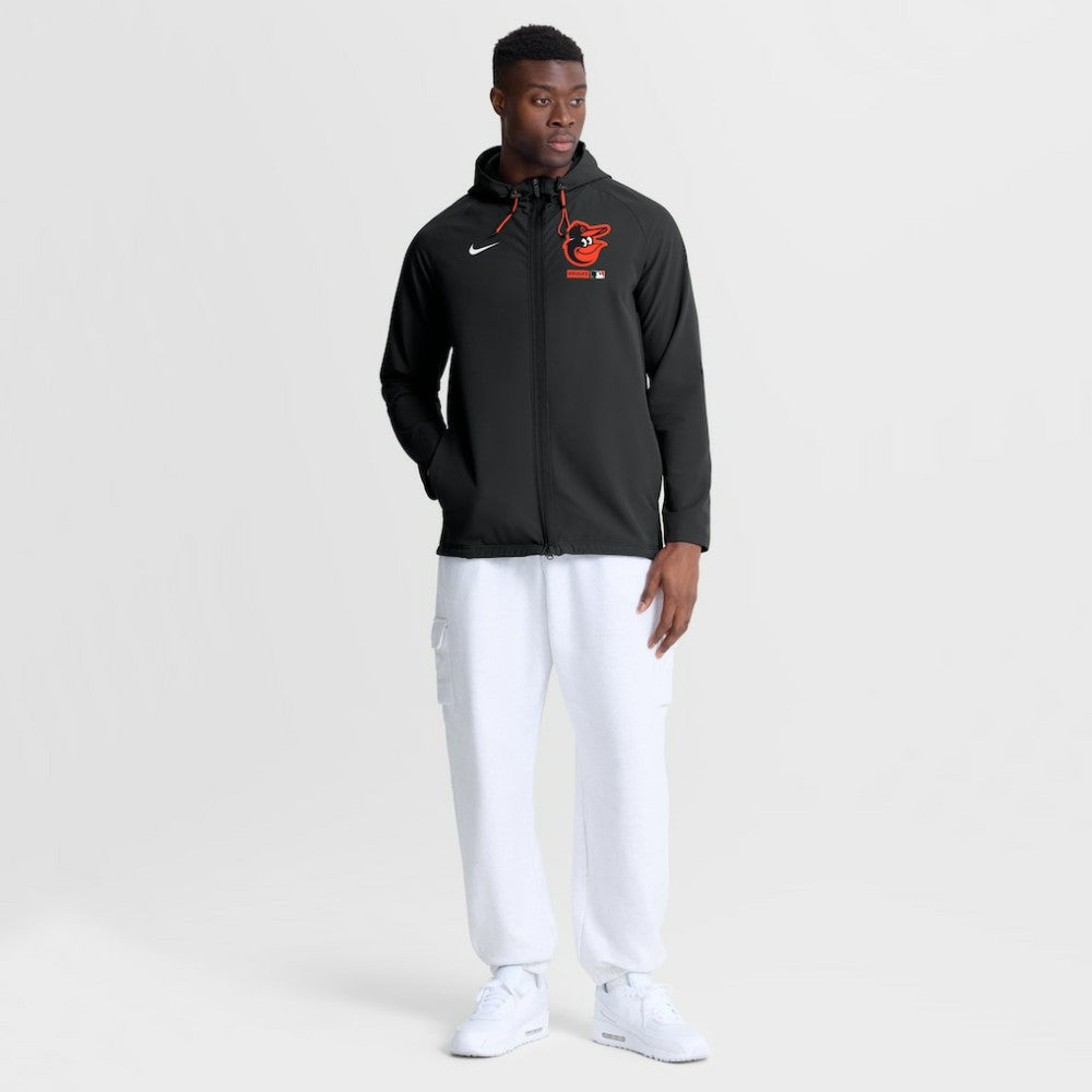 Baltimore Orioles Nike Authentic Collection Raglan Therma-FIT Full-Zip Hooded Jacket - Black Jackets