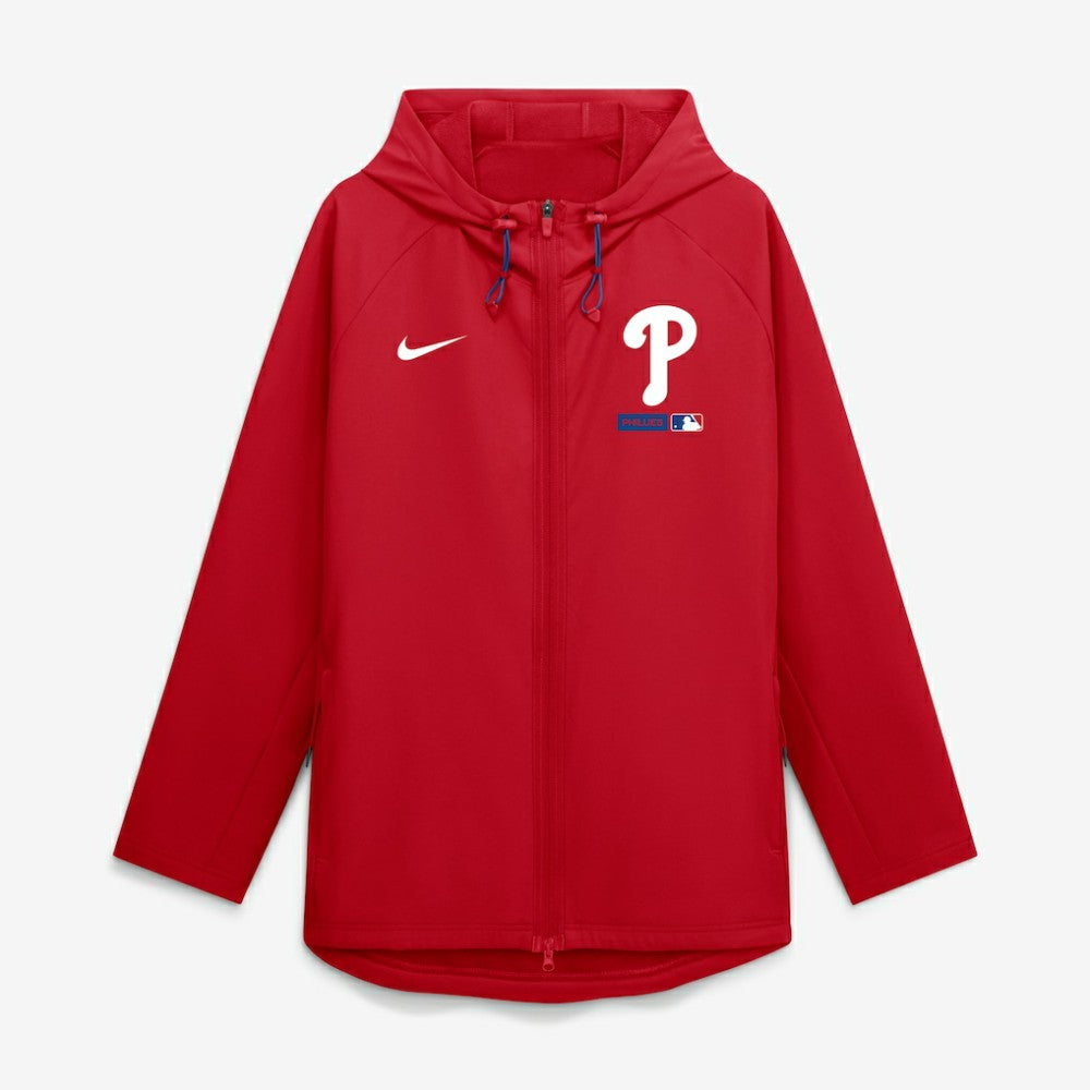 Philadelphia Phillies Nike Authentic Collection Raglan Therma-FIT Full-Zip Hooded Jacket - Red Jackets