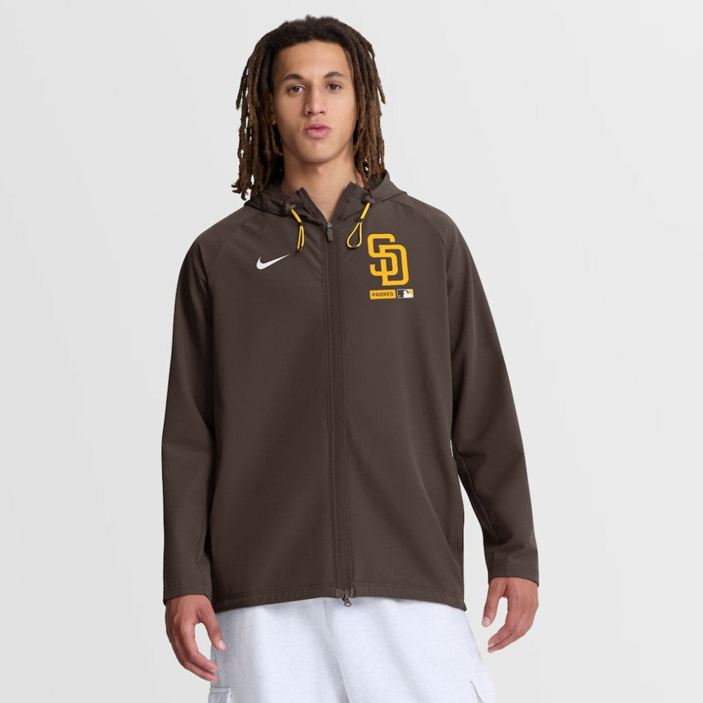 San Diego Padres Nike Authentic Collection Raglan Therma-FIT Full-Zip Hooded Jacket - Brown Jackets
