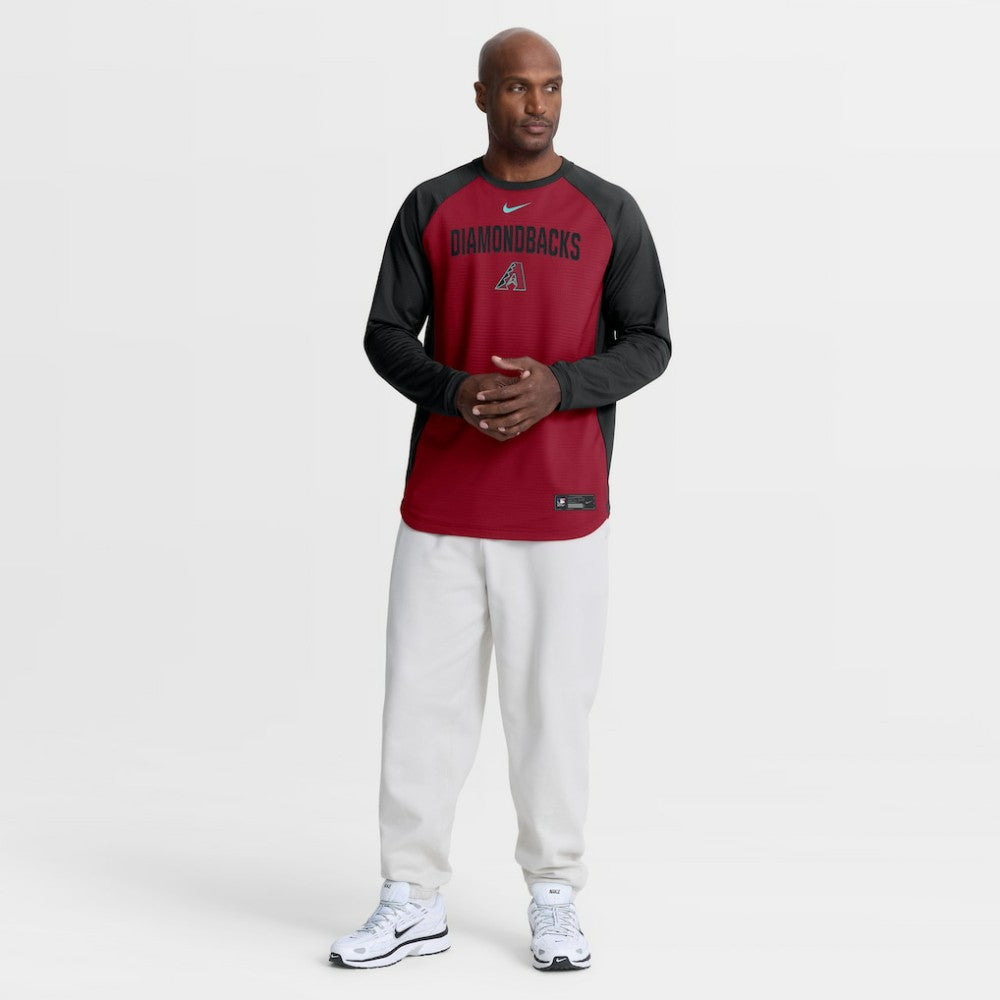 Arizona Diamondbacks Nike Authentic Collection Raglan Dri-FIT Sweatshirt - Red Sweatshirts