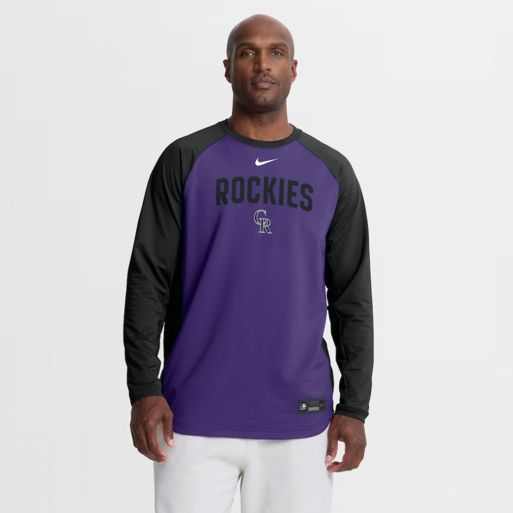 Colorado Rockies Nike Authentic Collection Raglan Dri-FIT Sweatshirt - Purple Sweatshirts