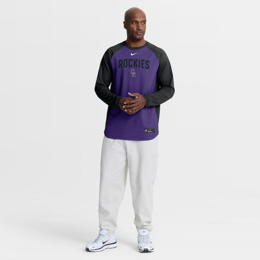 Colorado Rockies Nike Authentic Collection Raglan Dri-FIT Sweatshirt - Purple Sweatshirts