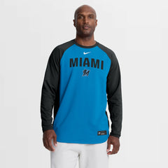 Miami Marlins Nike Authentic Collection Raglan Dri-FIT Sweatshirt - Blue Sweatshirts
