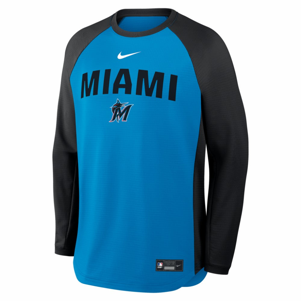 Miami Marlins Nike Authentic Collection Raglan Dri-FIT Sweatshirt - Blue Sweatshirts
