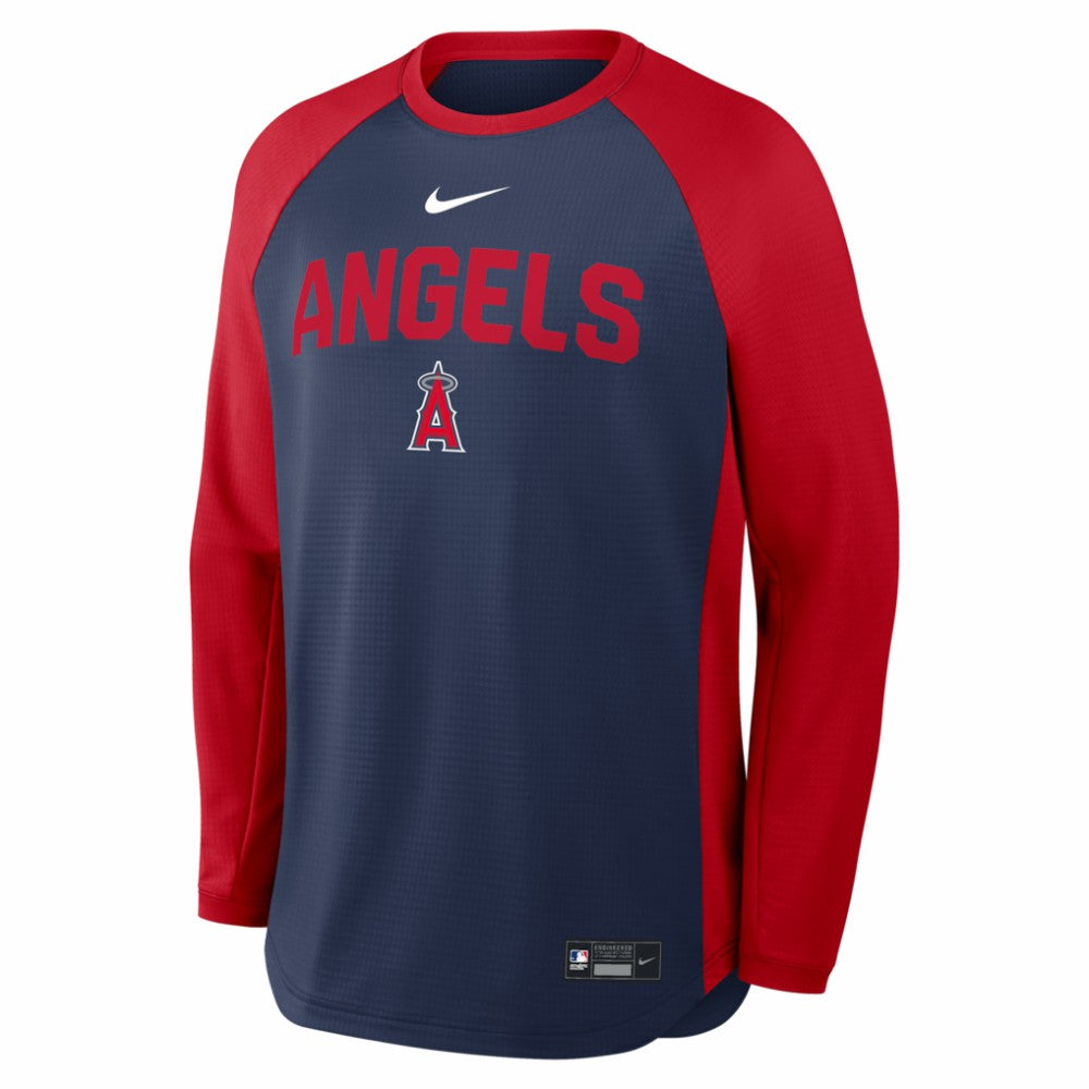 Los Angeles Angels Nike Authentic Collection Raglan Dri-FIT Sweatshirt - Navy Sweatshirts