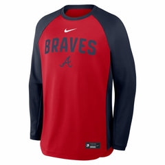 Atlanta Braves Nike Authentic Collection Raglan Dri-FIT Sweatshirt - Red Sweatshirts