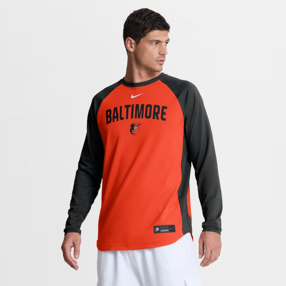 Baltimore Orioles Nike Authentic Collection Raglan Dri-FIT Sweatshirt - Orange Sweatshirts