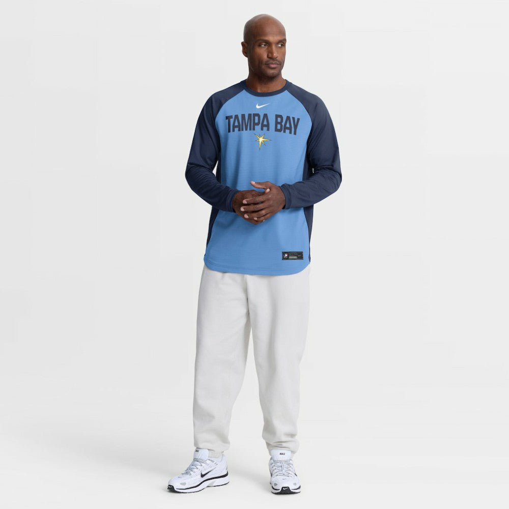 Tampa Bay Rays Nike Authentic Collection Raglan Dri-FIT Sweatshirt - Light Blue Sweatshirts