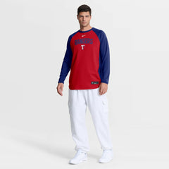 Texas Rangers Nike Authentic Collection Raglan Dri-FIT Sweatshirt - Red Sweatshirts