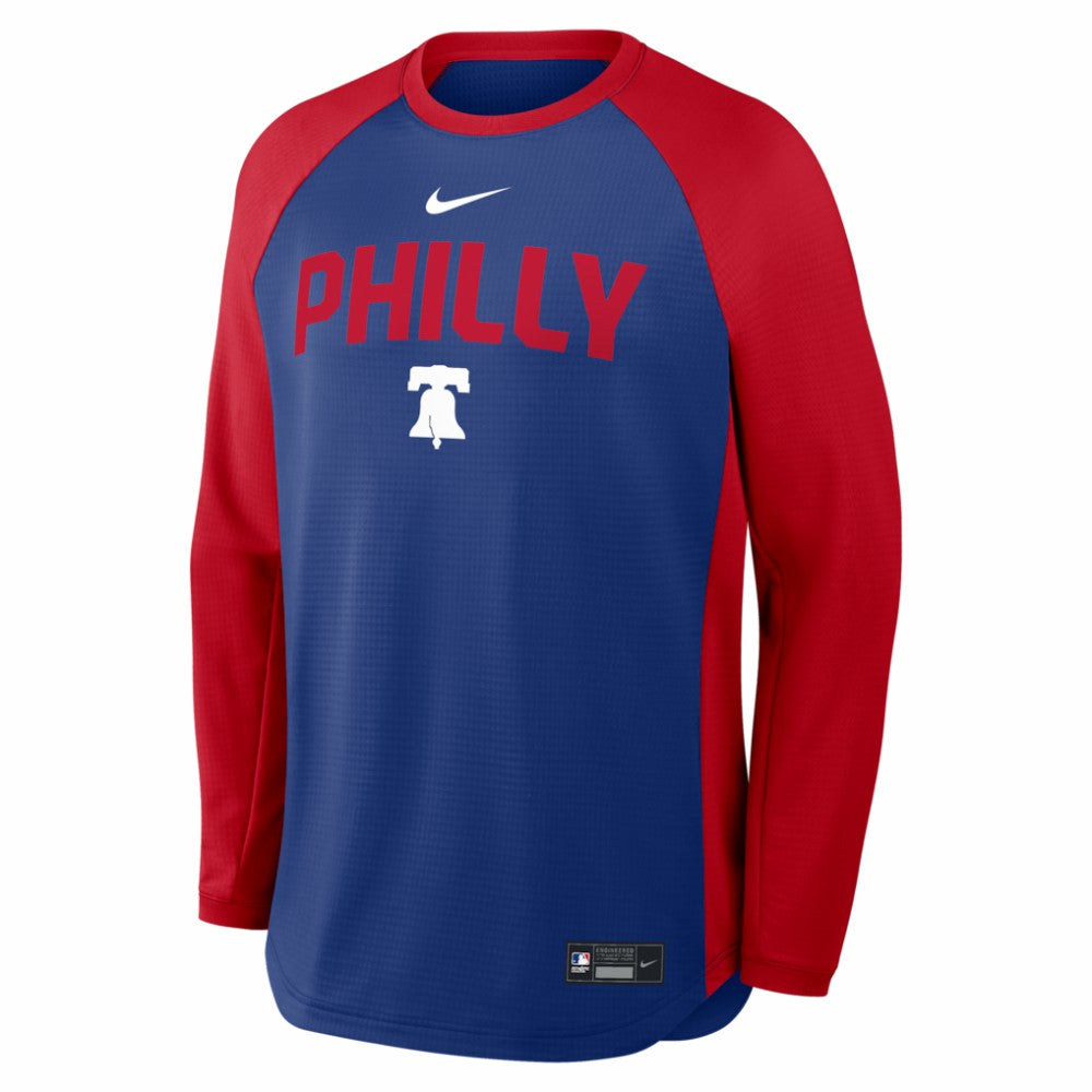 Philadelphia Phillies Nike Authentic Collection Raglan Dri-FIT Sweatshirt - Royal Sweatshirts