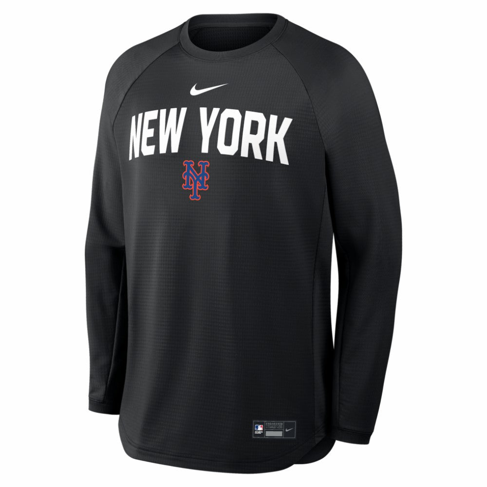 New York Mets Nike Authentic Collection Raglan Dri-FIT Sweatshirt - Black Sweatshirts