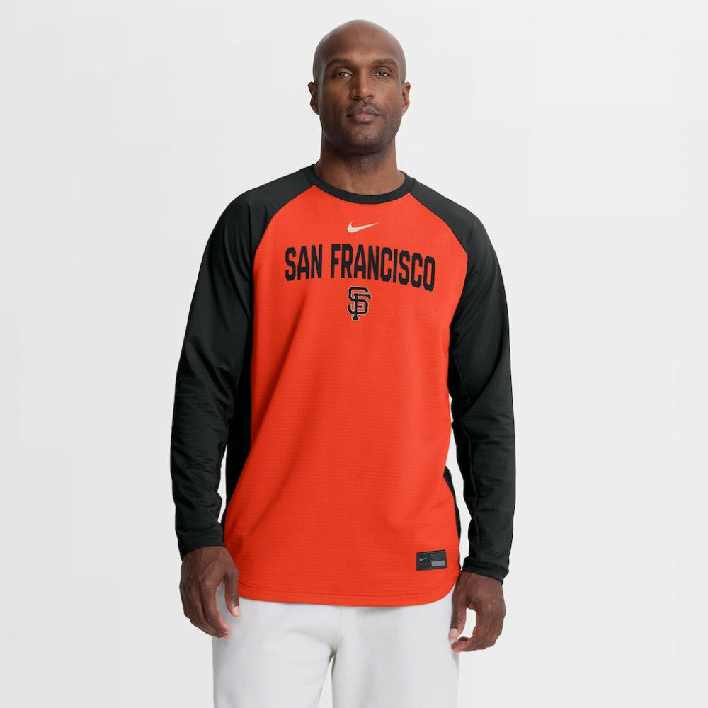 San Francisco Giants Nike Authentic Collection Raglan Dri-FIT Sweatshirt - Orange Sweatshirts
