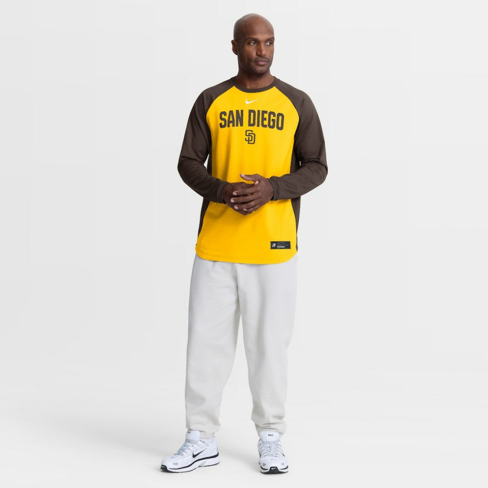 San Diego Padres Nike Authentic Collection Raglan Dri-FIT Sweatshirt - Gold Sweatshirts
