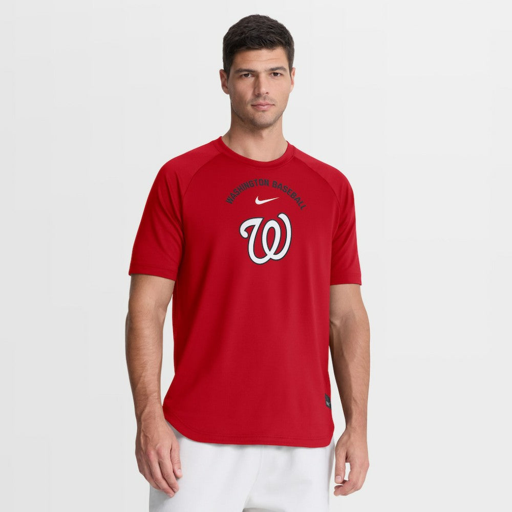 Washington Nationals Nike Authentic Collection Batting Practice Pre-Game Raglan Dri-FIT Top - Red Tops