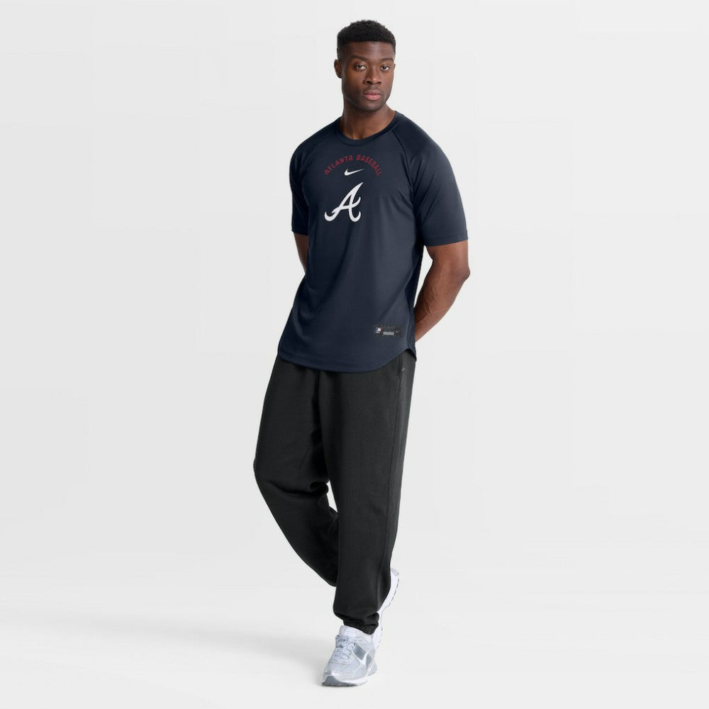 Atlanta Braves Nike Authentic Collection Batting Practice Pre-Game Raglan Dri-FIT Top - Blue Tops