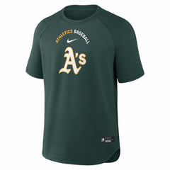 Athletics Nike Authentic Collection Batting Practice Pre-Game Raglan Dri-FIT Top - Green Tops