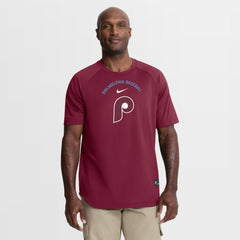 Philadelphia Phillies Nike Authentic Collection Batting Practice Pre-Game Raglan Dri-FIT Top - Burgundy Tops