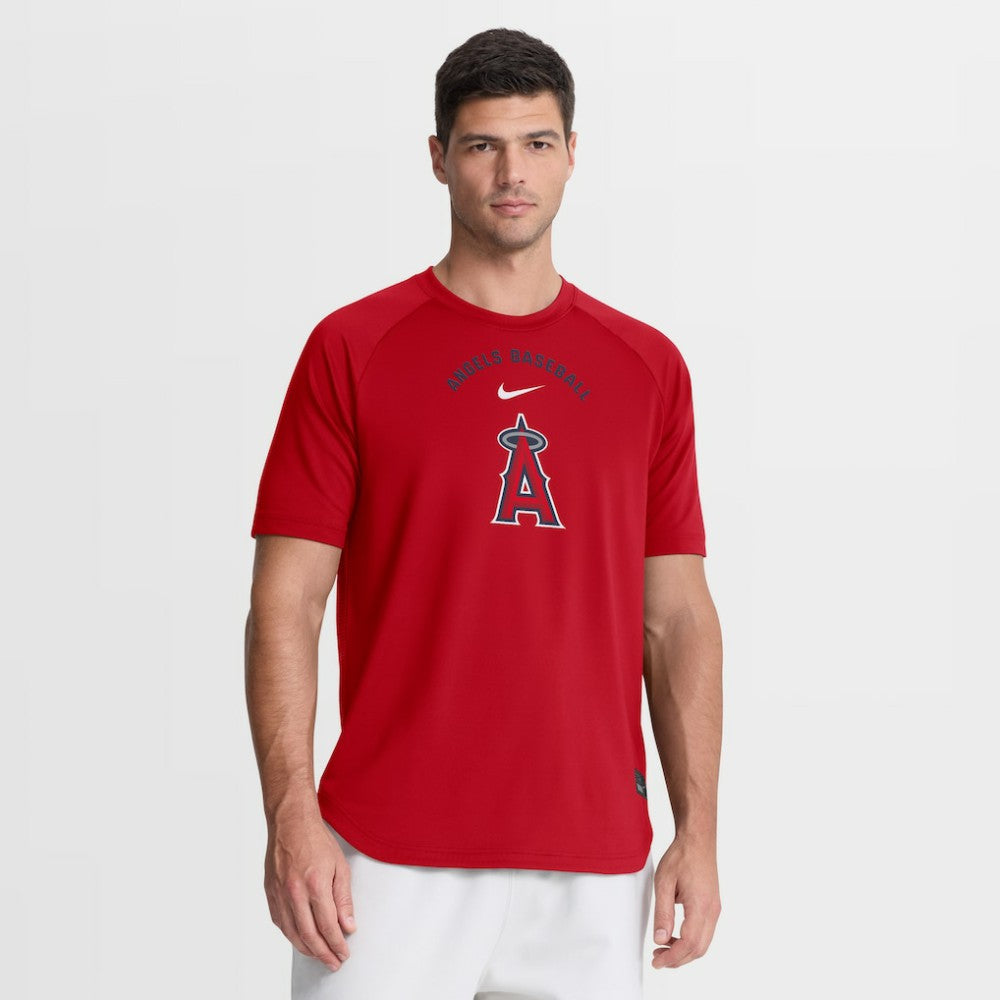 Los Angeles Angels Nike Authentic Collection Batting Practice Pre-Game Raglan Dri-FIT Top - Red Tops