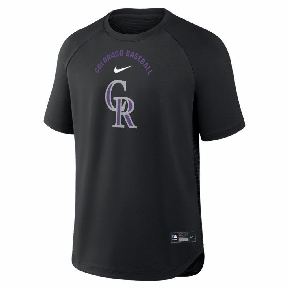 Colorado Rockies Nike Authentic Collection Batting Practice Pre-Game Raglan Dri-FIT Top - Black Tops