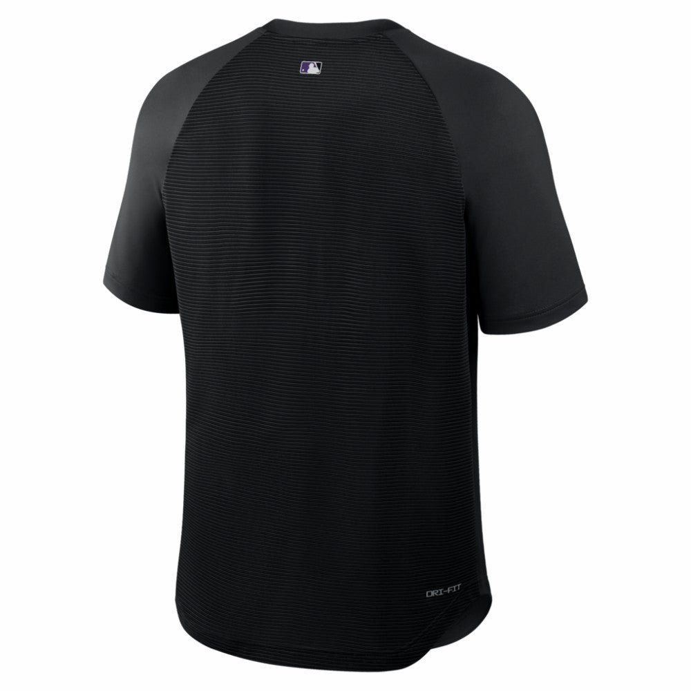 Colorado Rockies Nike Authentic Collection Batting Practice Pre-Game Raglan Dri-FIT Top - Black Tops