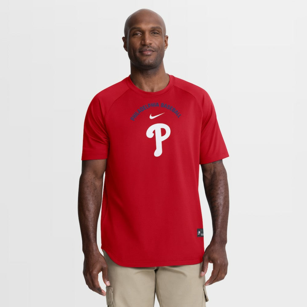 Philadelphia Phillies Nike Authentic Collection Batting Practice Pre-Game Raglan Dri-FIT Top - Red Tops