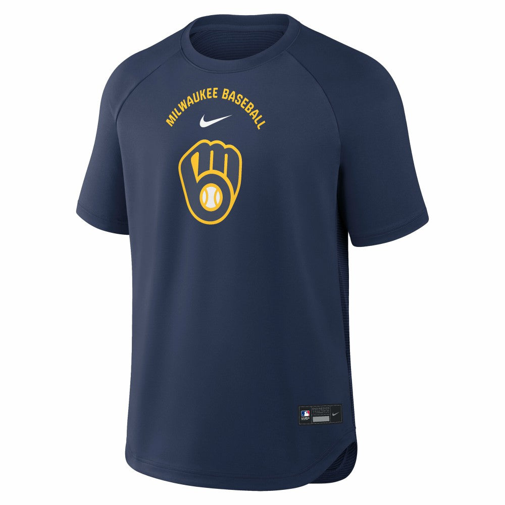 Milwaukee Brewers Nike Authentic Collection Batting Practice Pre-Game Raglan Dri-FIT Top - Navy Tops