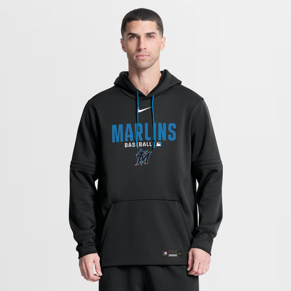 Miami Marlins Nike Authentic Collection Therma-FIT Hoodie - Black Hoodies