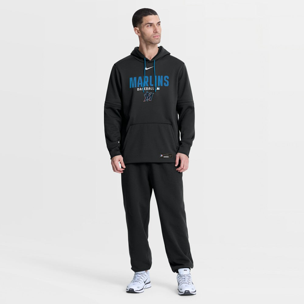 Miami Marlins Nike Authentic Collection Therma-FIT Hoodie - Black Hoodies